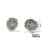 Shiny Lion Head Stud Earrings Fashionable Rhinestone Ear Jewelry