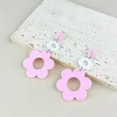 Acrylic Hollow Flower Dangle Stud Earrings