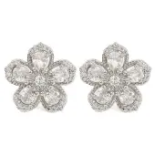 Cubic Zirconia Flower Stud Earrings