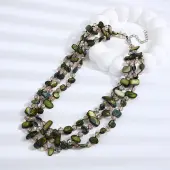 Boho Glass & Dyed Natural Shell Beaded Chips 3 Layer Necklaces for Women
