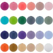 120Pcs 24 Colors Round Food Grade Eco-Friendly Silicone Beads