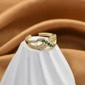 Rack Plating Brass Micro Pave Cubic Zirconia Cuff Finger Rings for Women