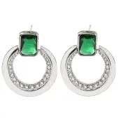 Brass Cubic Zirconia & Glass Stud Earrings