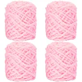 4 Jumbo Pack 263Yds/240m Chunky Chenille Yarn Pink Thick Fluffy Yarn Soft Chenille Crochet Yarn Super Bulky for Crocheting Knitting Blanket...