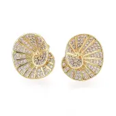 Spiral Shell Brass Micro Pave Cubic Zirconia Stud Earrings