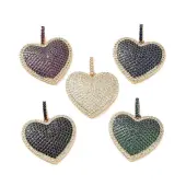 Heart Brass Micro Pave Cubic Zirconia Pendants