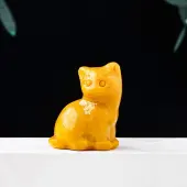 Natural Yellow Jade Carved Healing Lucky Cat Figurines