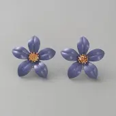 Iron & Alloy Enamel Flower Stud Earrings