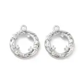 Brass Micro Pave Clear Cubic Zirconia Charms