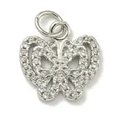 Rack Plating Brass Micro Pave Cubic Zirconia Charms