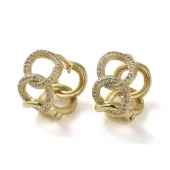 Brass Micro Pave Cubic Zirconia Hoop Earrings