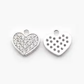 Brass Micro Pave Cubic Zirconia Heart Pendants