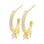 925 Sterling Silver with Cubic Zirconia Stud Earring Findings