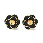 Flower Brass & Sterling Silver Pin Stud Earrings