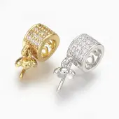 Brass Micro Pave Cubic Zirconia Peg Bails Pendants