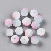 Frosted Baking Painted Crackle Glass Beads with Glitter Powder