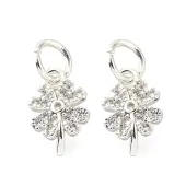 Clover Brass Micro Pave Clear Cubic Zirconia Pendants