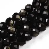 Natural Golden Sheen Obsidian Beads Strands