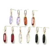 Oval Light Gold Brass Micro Pave Cubic Zirconia Stud Earrings