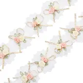 b 2 Yards Embroidery Polyester Flower Lace Trim Ribbon