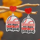 Leopard Print Heart Mother Sports Acrylic Dangle Stud Earrings