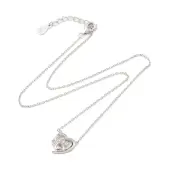 S925 Sterling Silver Red Heart Cat Paw Print Pendant Necklace