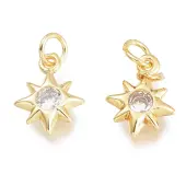 Brass Micro Pave Clear Cubic Zirconia Charms