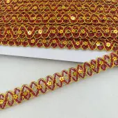 12M Flower Filigree Wavy Lace Ribbon with Paillette