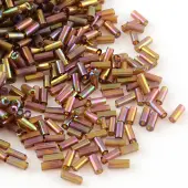 AB Color Plated Glass Bugle Beads