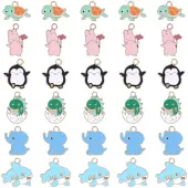 SUNNYCLUE 30Pcs 6 Styles Alloy Enamel Pendants