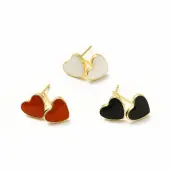 Enamel Heart Stud Earrings