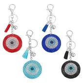 4Pcs 4 Colors Evil Eye Full Rhinestones Keychains