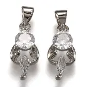 Brass Micro Pave Clear Cubic Zirconia Pendants