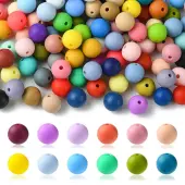 200Pcs Round Food Grade Eco-Friendly Silicone Beads