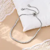 Brass Cubic Zirconia Bolo Tennis Bracelets