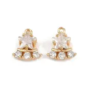 Brass Micro Pave Clear Cubic Zirconia Charms