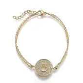 Brass Micro Pave Clear Cubic Zirconia Link Bracelets