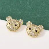 Brass Micro Pave Clear Cubic Zirconia Stud Earrings