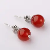 Gemstone Round Bead Ball Stud Earrings