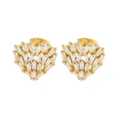 Brass Pave Clear Cubic Zirconia Stud Earrings