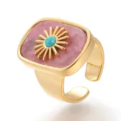 Natural Rhodochrosite & Turquoise Cuff Rings