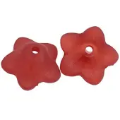 Dyed Chunky Red Transparent Frosted Flower Acrylic Beads