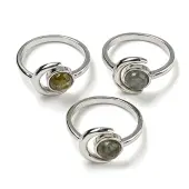 Natural Labradorite Adjustable Rings