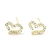 Brass Micro Pave Clear Cubic Zirconia Studs Earring for Women