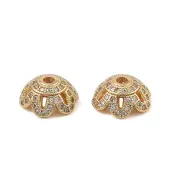 Brass Micro Pave Clear Cubic Zirconia Bead Caps