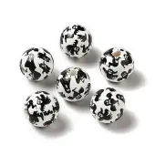 Printed Round Wood European Beads