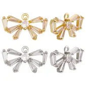 12Pcs 2 Colors Brass with Clear Cubic Zirconia Charms