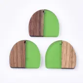Resin & Walnut Wood Semi Circle Pendants