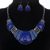 Trapezoid Alloy Resin Pendant Necklaces & Dangle Earrings Sets