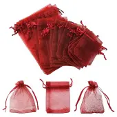 30Pcs 4 Styles Rectangle Organza Bags Jewellery Storage Pouches Wedding Favour Party Mesh Drawstring Gift